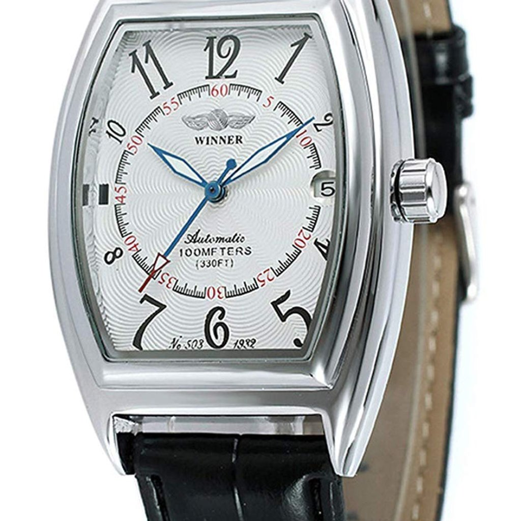 Automatic Mechanical Watch Stainless Steel Leather Band 40mm Mens Wristwatch